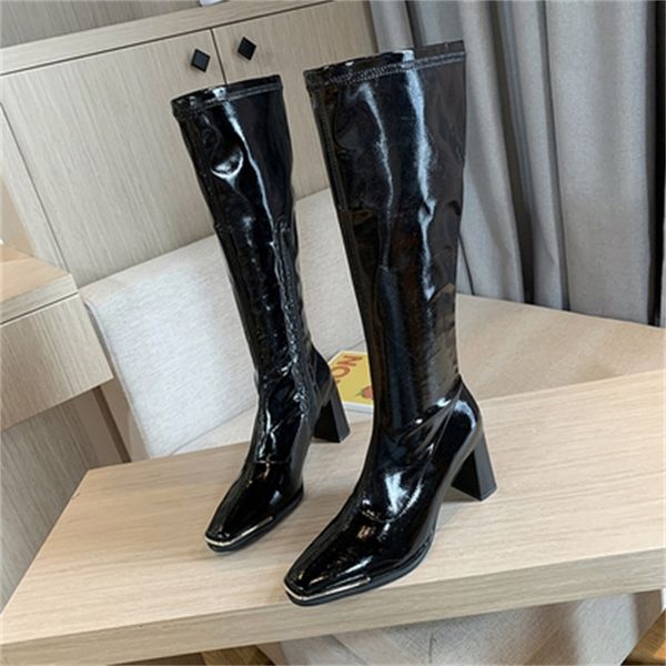new autumn 2021 thick women in heels at knee high leather fashion toe square side zip woman mujer boots 6grt, Black
new autumn 2021 thick women in heels at knee high leather fashion toe square side zip woman mujer boots 6grt, Black