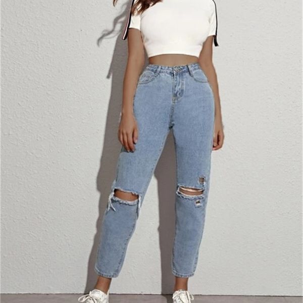 new fashion personalized jeans hole pants women's wear, Blue 
new fashion personalized jeans hole pants women's wear, Blue
