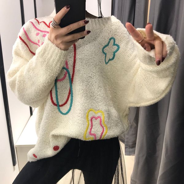 pullover sweater women blusas de inverno feminina lazy woman new wind heavy embroidered 2020 winter round neck female h1211, White;black
pullover sweater women blusas de inverno feminina lazy woman new wind heavy embroidered 2020 winter round neck female h1211, White;black