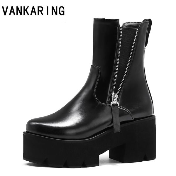 punk style microfiber leather ankle boots woman side zipper thick high heels platform pumps autumn winter party dress shoes lady, Black
punk style microfiber leather ankle boots woman side zipper thick high heels platform pumps autumn winter party dress shoes lady, Black