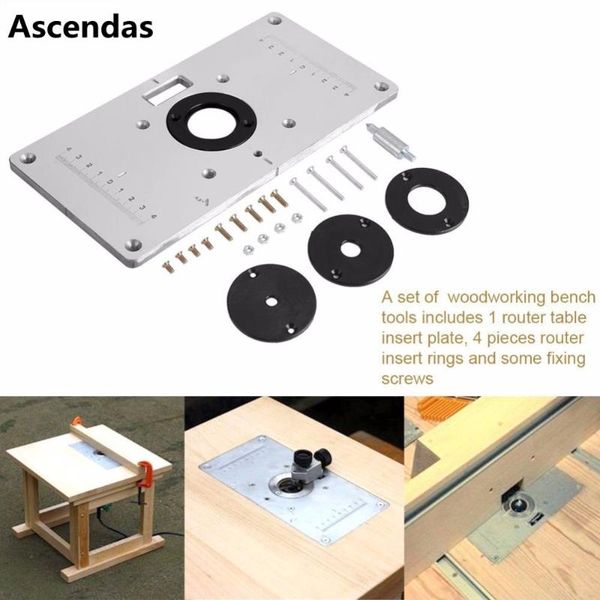universal 700c aluminum router table insert plate with 4pcs router insert rings for diy woodworking tools tp-105
universal 700c aluminum router table insert plate with 4pcs router insert rings for diy woodworking tools tp-105