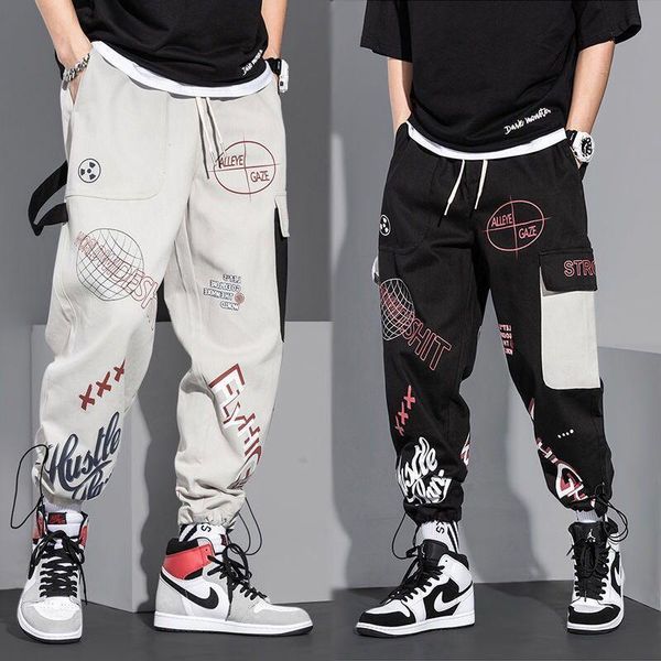 men pants spring and autumn cargo pants man fashion hip hop casual loose korean drawstring men joggers sweatpants, Black 
men pants spring and autumn cargo pants man fashion hip hop casual loose korean drawstring men joggers sweatpants, Black