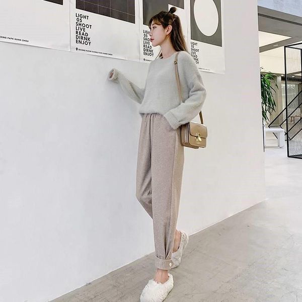 plush/no plush woolen harem pants women's autumn and winter new style korean loose casual old daddy feet pants, Black;white
plush/no plush woolen harem pants women's autumn and winter new style korean loose casual old daddy feet pants, Black;white
