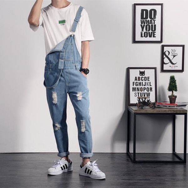 new brand summer casual blue solid color denim jumpsuits male jeans overalls casual suspenders trousers 0223171
new brand summer casual blue solid color denim jumpsuits male jeans overalls casual suspenders trousers 0223171