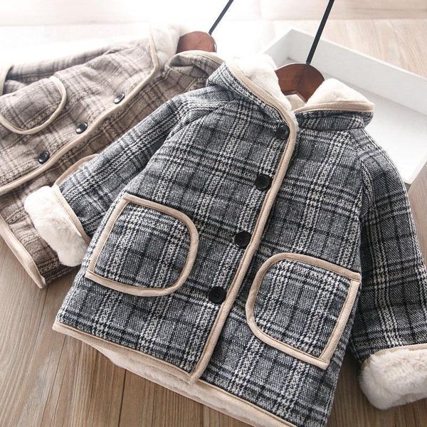 jackets autumn / winter 2021 girls' plush plaid hood double pocket coat baby wear1, Blue;gray
jackets autumn / winter 2021 girls' plush plaid hood double pocket coat baby wear1, Blue;gray