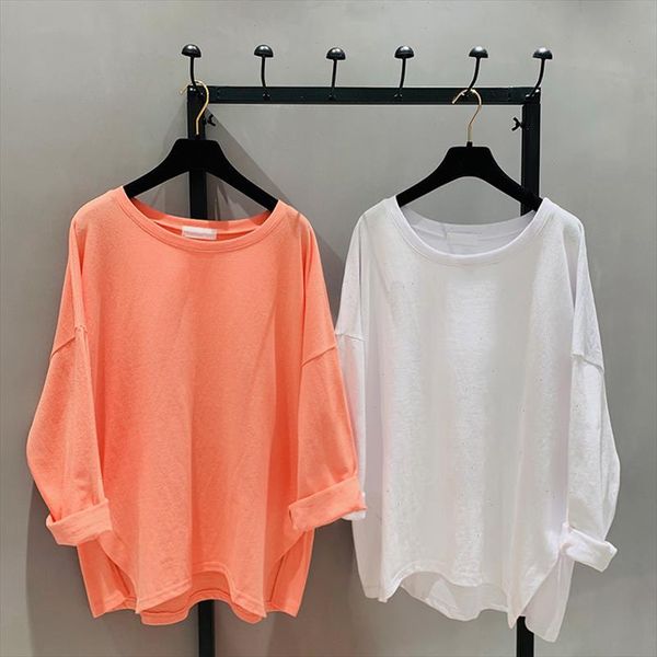 2021 summer new women t shirts solid long sleeved o neck orange pink blue casual lady outwear coat, White
2021 summer new women t shirts solid long sleeved o neck orange pink blue casual lady outwear coat, White