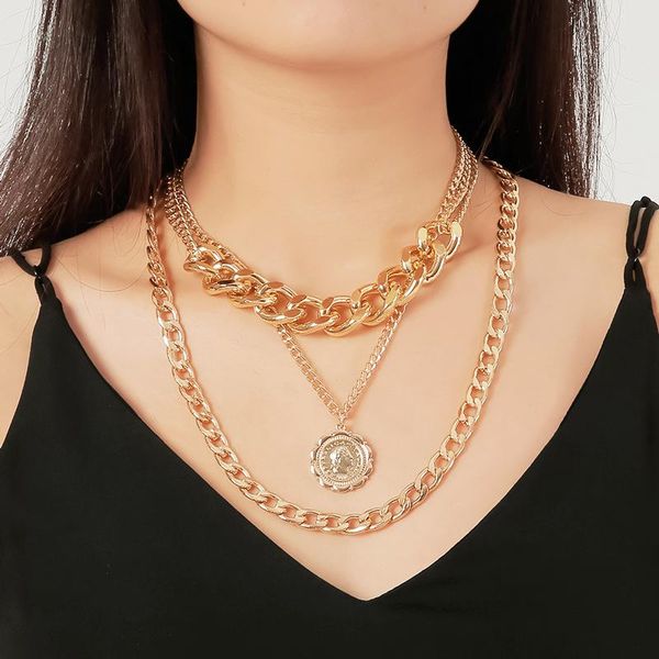 modyle punk multi layered choker necklace collar statement face coin pendant necklaces women jewelry, Silver
modyle punk multi layered choker necklace collar statement face coin pendant necklaces women jewelry, Silver