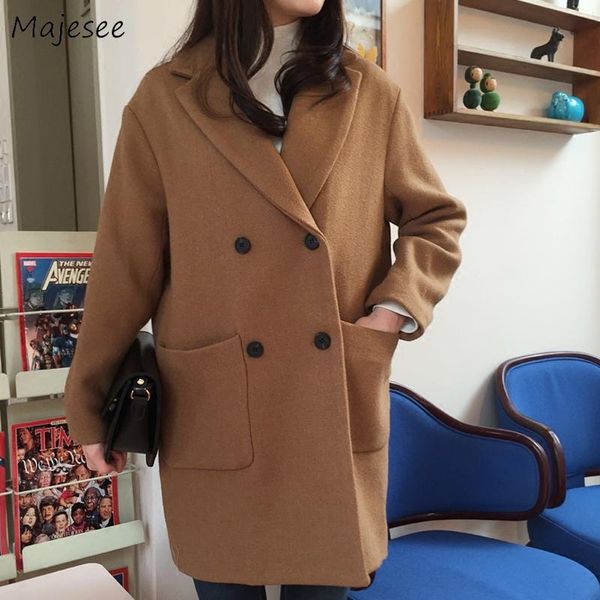 women's wool & blends long coat women double breasted sleeve solid simple all match womens coats winter clothes ladies warm elegant, Black
women's wool & blends long coat women double breasted sleeve solid simple all match womens coats winter clothes ladies warm elegant, Black
