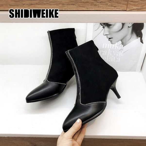 boots lucky 2021 suede pu leather color matching pointed back zipper thin high heel ankle ladies rivets v8231, Black
boots lucky 2021 suede pu leather color matching pointed back zipper thin high heel ankle ladies rivets v8231, Black