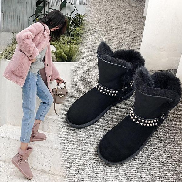 snow boots women's new winter shoes cow leather rivet decoration keep warm shoes women's ankle boots zapatos mujer, Black
snow boots women's new winter shoes cow leather rivet decoration keep warm shoes women's ankle boots zapatos mujer, Black