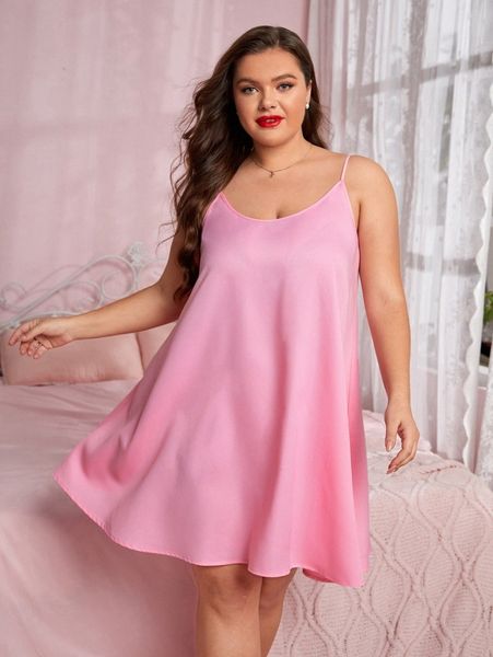plus solid slip sleepdress t40d#, Black;white