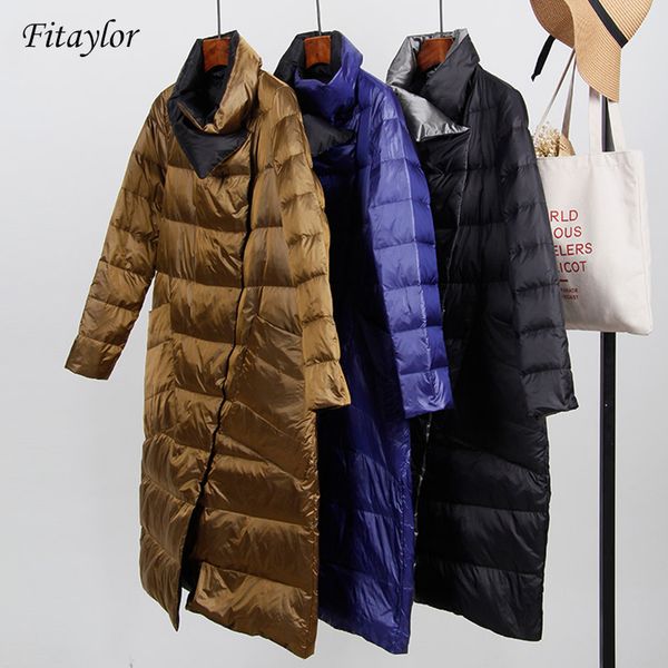 fitaylor white duck down ultra light jacket women winter double sided slim down coat single breasted parkas 201120, Black
fitaylor white duck down ultra light jacket women winter double sided slim down coat single breasted parkas 201120, Black