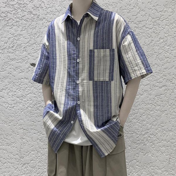 plus size striped shirt men blouse summer shirts for mens streetwear clothes button vintage blouses black fashion brand1, White;black
plus size striped shirt men blouse summer shirts for mens streetwear clothes button vintage blouses black fashion brand1, White;black