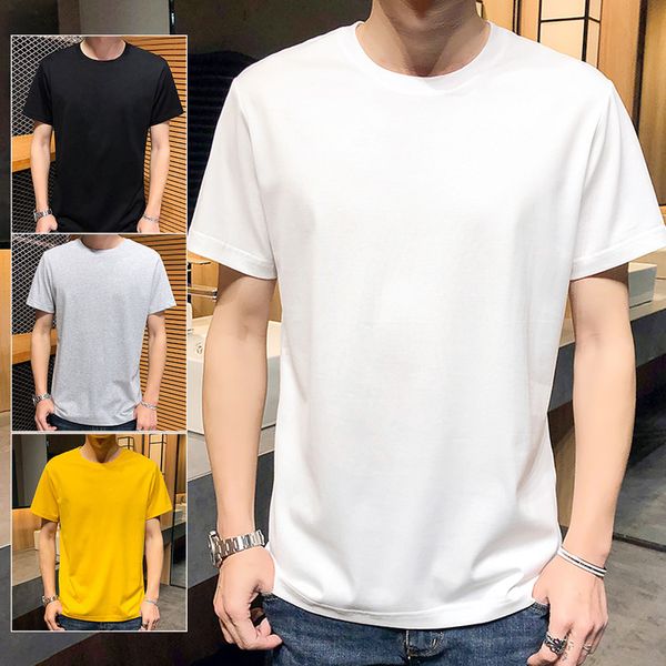 summer new men's solid color short sleeve t-shirt fashion brand cotton men's half sleeve round neck casual versatile bottom t-shir, White
summer new men's solid color short sleeve t-shirt fashion brand cotton men's half sleeve round neck casual versatile bottom t-shir, White