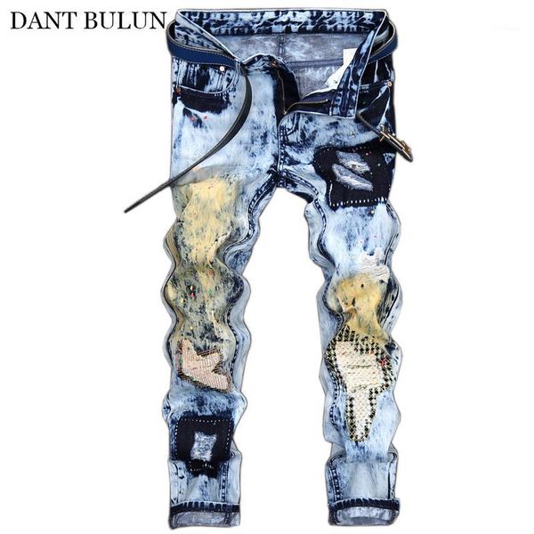 men's ripped distressed jeans casual denim pants male fashion slim fit colored embroidery patches hip hop streetwear jeans homme1, Blue
men's ripped distressed jeans casual denim pants male fashion slim fit colored embroidery patches hip hop streetwear jeans homme1, Blue