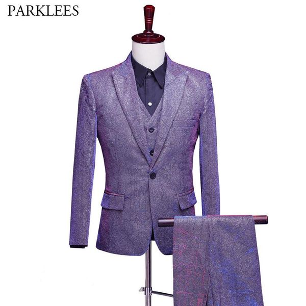 men's suits & blazers shiny purple change color single button suit men party wedding tuxedo 3 pieces (jacket+pants+vest) stage singer c, White;black
men's suits & blazers shiny purple change color single button suit men party wedding tuxedo 3 pieces (jacket+pants+vest) stage singer c, White;black