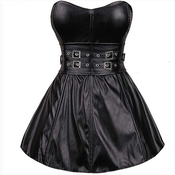 corset dress faux leather strapless black clubwear bustier dress outwear buckled body shaper pole dancing party mini skirt, Black;white
corset dress faux leather strapless black clubwear bustier dress outwear buckled body shaper pole dancing party mini skirt, Black;white