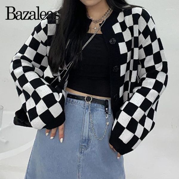 women's knits & tees bazaleas vintage tartan black women pull femme o neck streetwear knitted cardigan center buttons sweater drop 1, White
women's knits & tees bazaleas vintage tartan black women pull femme o neck streetwear knitted cardigan center buttons sweater drop 1, White