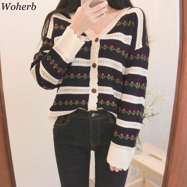 woherb korean elegant v neck women thin cardigans chic vintage floral jacquard sueter mujer sweet cute knit sweater coat 201130, White;black
woherb korean elegant v neck women thin cardigans chic vintage floral jacquard sueter mujer sweet cute knit sweater coat 201130, White;black