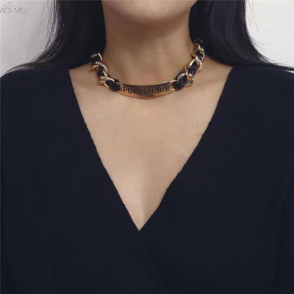 aomu 2020 new design ins fashion letter black leather neckband simple for personality women clavicle chain choker, Golden;silver
aomu 2020 new design ins fashion letter black leather neckband simple for personality women clavicle chain choker, Golden;silver