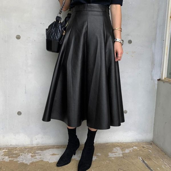 black solid pu leather elegant midi skirt women 2020 spring high waist office ladies a line flared skirts faux leather
black solid pu leather elegant midi skirt women 2020 spring high waist office ladies a line flared skirts faux leather