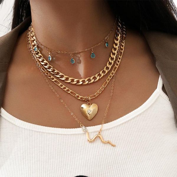 chokers diezi fashion multilayer gold color chain necklace punk vintage blue crystal snake heart choker pendant necklaces for women men, Golden;silver
chokers diezi fashion multilayer gold color chain necklace punk vintage blue crystal snake heart choker pendant necklaces for women men, Golden;silver