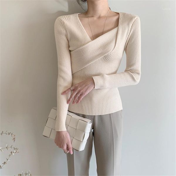 chic cross over design striped sweater women autumn winter elegant. v neck long sleeve pullover1, White;black
chic cross over design striped sweater women autumn winter elegant. v neck long sleeve pullover1, White;black