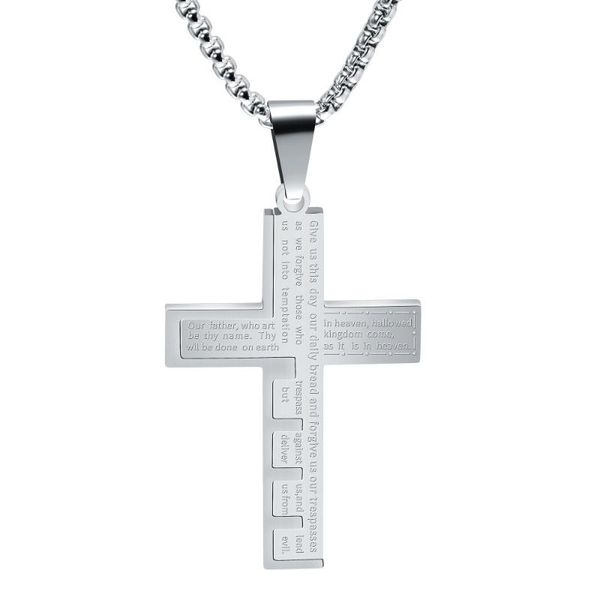 classic cross pendant necklace for men engraved bible prayer stainless steel collar masculino drop shipping, Silver
classic cross pendant necklace for men engraved bible prayer stainless steel collar masculino drop shipping, Silver