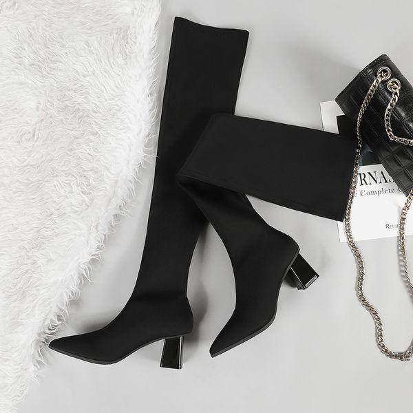 2020 women finger-pointed fashion logn thin suede stretch/lycra chunky heels high women's boots on knee boot 9hlk, Black
2020 women finger-pointed fashion logn thin suede stretch/lycra chunky heels high women's boots on knee boot 9hlk, Black
