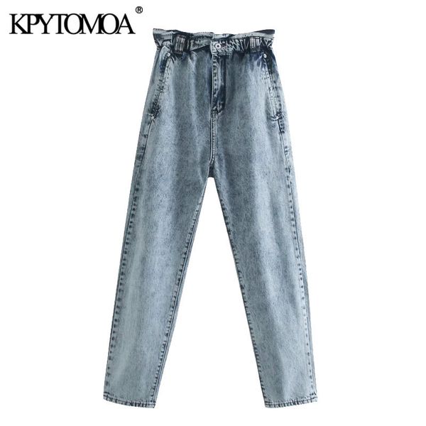 kpytomoa women fashion side pockets baggy paperbag jeans vintage high elastic waist denim female ankle trousers mujer 201105, Blue
kpytomoa women fashion side pockets baggy paperbag jeans vintage high elastic waist denim female ankle trousers mujer 201105, Blue