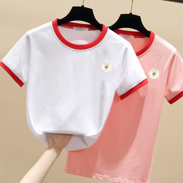 short embroidery sleeve t-shirt women's 2020 summer wear new versatile love embroidery t-shirt white cotton slim bottomed upper garment
short embroidery sleeve t-shirt women's 2020 summer wear new versatile love embroidery t-shirt white cotton slim bottomed upper garment