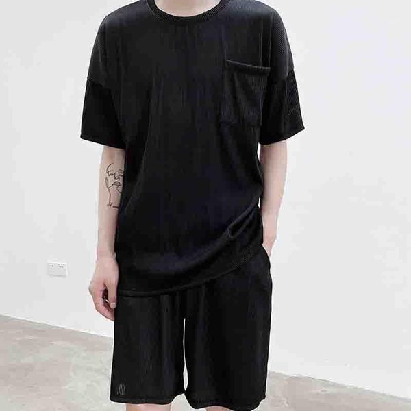 men's tracksuits short sleeve suit 5-point casual shorts striped t-shirt korean men's fashion loose summer clothes youth pleats1, Gray
men's tracksuits short sleeve suit 5-point casual shorts striped t-shirt korean men's fashion loose summer clothes youth pleats1, Gray