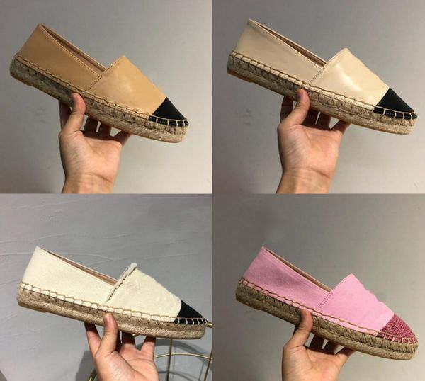 straw braid luxury designer womens canvas flats sneaker slip on female lazy loafers fisherman shoes mocassin espadrille, Black