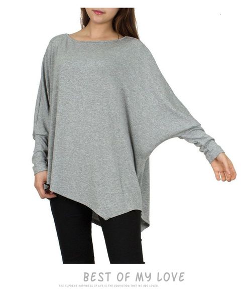 2020 pullover new ladies loose bat sleeve hoodie plus size tailored hem women's pure color t-shirt, White
2020 pullover new ladies loose bat sleeve hoodie plus size tailored hem women's pure color t-shirt, White