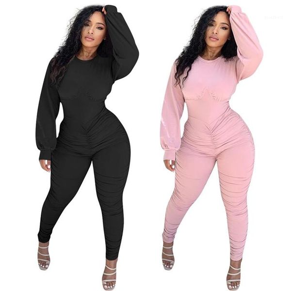womens designer long sleeve o neck romper autumn slim women clothing pleated zipper jumpsuits, Black;white
womens designer long sleeve o neck romper autumn slim women clothing pleated zipper jumpsuits, Black;white
