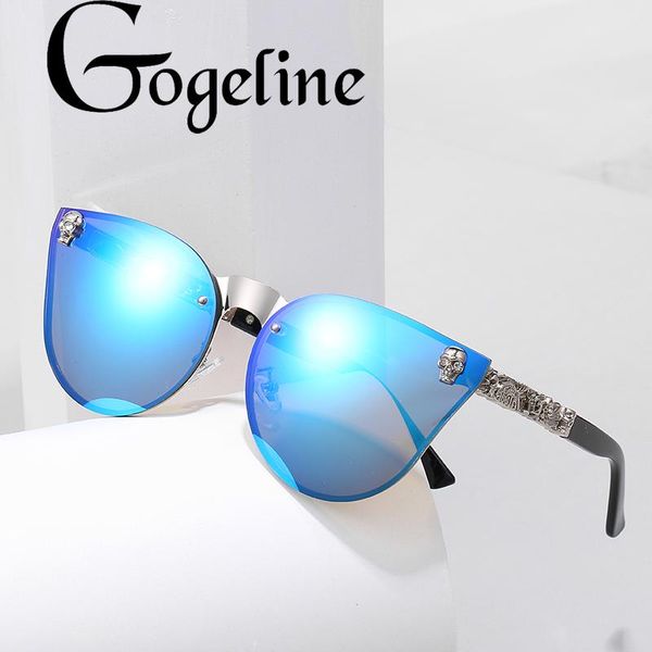 sunglasses women skull frame metal fashion gothic eyewear uv400 mirror colorful lens cateye sun glasses, White;black 
sunglasses women skull frame metal fashion gothic eyewear uv400 mirror colorful lens cateye sun glasses, White;black