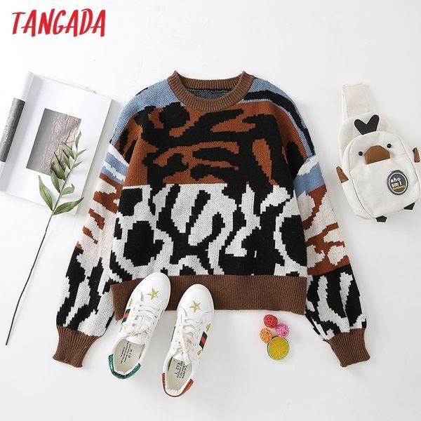 tangada women elegant leopard pattern crop knitted sweater jumper o neck female pullovers chic 3a91 201130, White;black
tangada women elegant leopard pattern crop knitted sweater jumper o neck female pullovers chic 3a91 201130, White;black