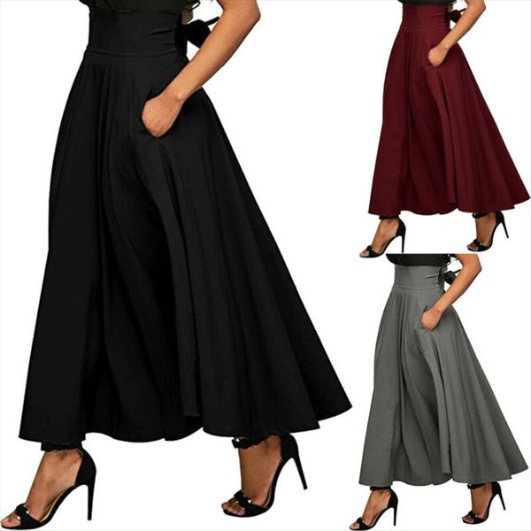 2020 fashion trend women high waist flared swing pleated long strappy maxi skirt casual spring new loose simple buttoms skirts, Black
2020 fashion trend women high waist flared swing pleated long strappy maxi skirt casual spring new loose simple buttoms skirts, Black