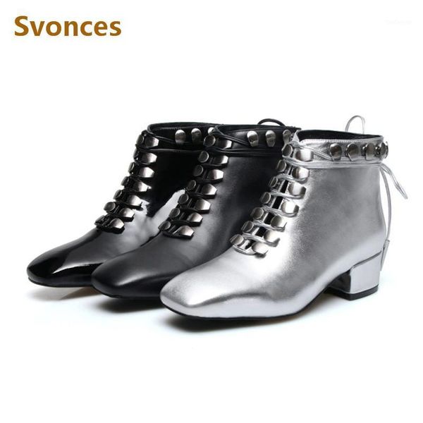 boots woman short solid black silver lace-up genuine leather patent botas studs fashion plus size 43 shoes women chaussures1
boots woman short solid black silver lace-up genuine leather patent botas studs fashion plus size 43 shoes women chaussures1