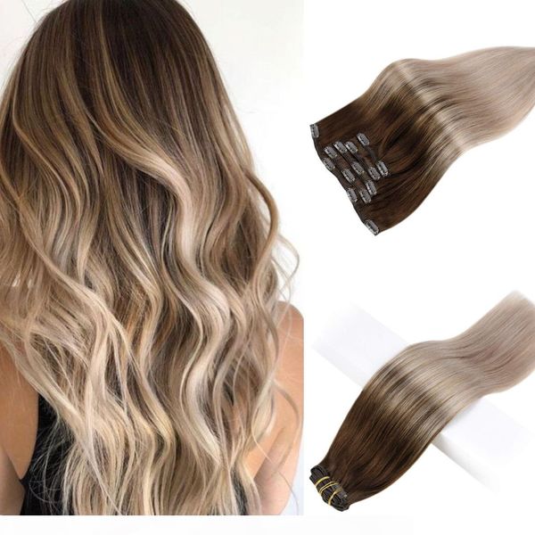balayage color clip in hair extensions 100% human hair #4 brown fading to #18 ash blonde ombre clip ins on extensions 8pcs 120g, Black;brown
balayage color clip in hair extensions 100% human hair #4 brown fading to #18 ash blonde ombre clip ins on extensions 8pcs 120g, Black;brown