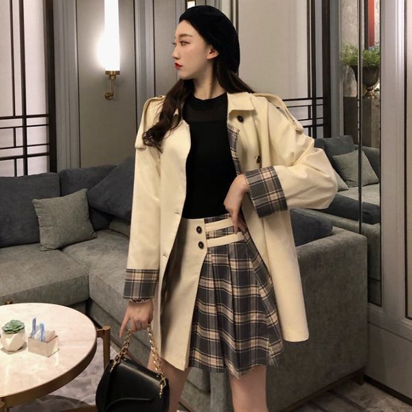 hong kong style gentle temperament korean windbreaker jacket color matching grid + contrast check suit
hong kong style gentle temperament korean windbreaker jacket color matching grid + contrast check suit