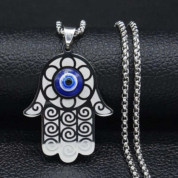 pendant necklaces 2021 blue eyes hamasa hand stainless steel statement necklace women silver color big jewelry collares mujer n19753
pendant necklaces 2021 blue eyes hamasa hand stainless steel statement necklace women silver color big jewelry collares mujer n19753