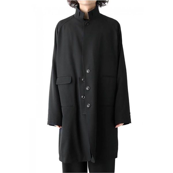 men's trench coats the coat black department design ultra loose stand collar oversize, Tan;black
men's trench coats the coat black department design ultra loose stand collar oversize, Tan;black