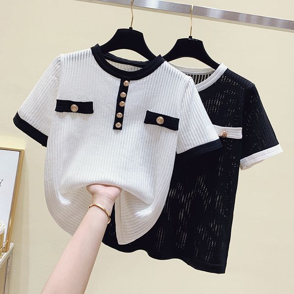 new women knitted summer button patchwork sweater t shirt bowtie preppy style student tee shirt short sleeve tshirt female, White
new women knitted summer button patchwork sweater t shirt bowtie preppy style student tee shirt short sleeve tshirt female, White