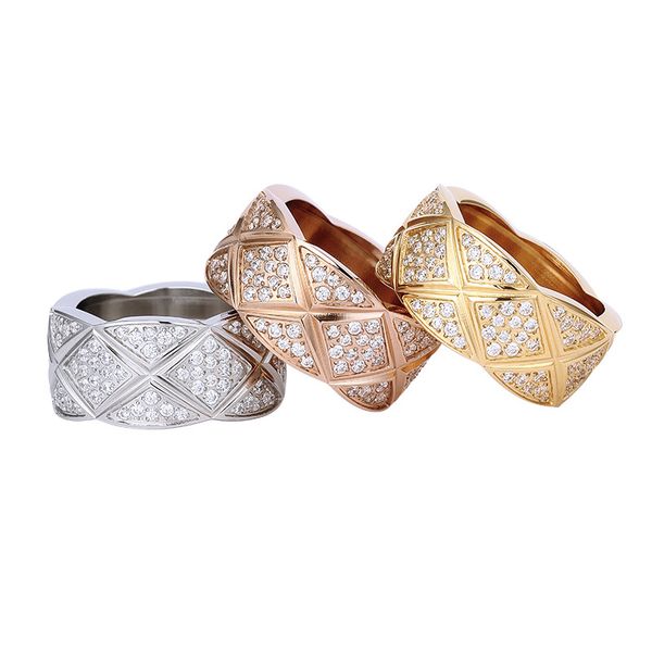 new brand c women's ring diamond lattice pineapple pattern ring rose gold 18k plating couple ring engraving logo, Silver
new brand c women's ring diamond lattice pineapple pattern ring rose gold 18k plating couple ring engraving logo, Silver