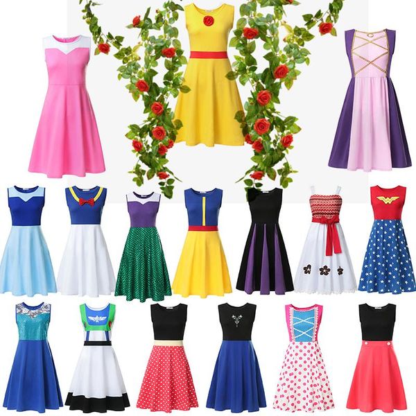 16style new cute mother clothes summer cotton print sleeveless casual for girl women elegant dresses cosplay halloween, White
16style new cute mother clothes summer cotton print sleeveless casual for girl women elegant dresses cosplay halloween, White