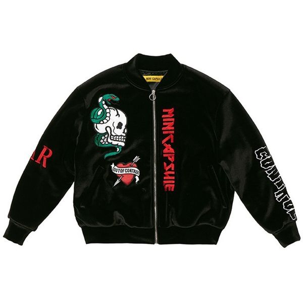 kpop velvet embroidery padded hoodie coat varsity black jacket outwear t200113