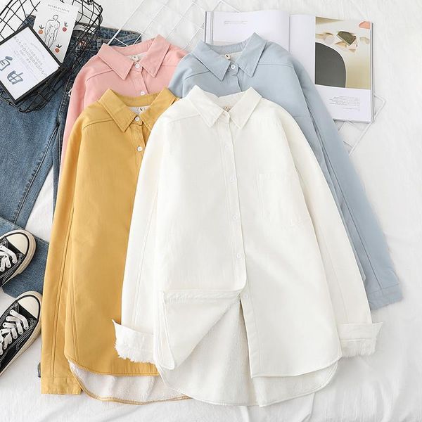 women blouses shirts tunic womens and blouse 2020 womenswear long sleeve clothing button up down thick velvet loose1, White
women blouses shirts tunic womens and blouse 2020 womenswear long sleeve clothing button up down thick velvet loose1, White