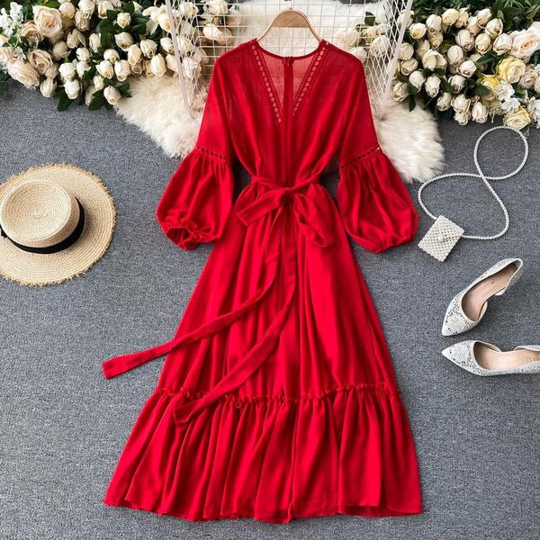 casual women clothing hollow out midi dress v-neck long sleeve red white beach dresses female fashion vestidos 2021 summer, Black;gray
casual women clothing hollow out midi dress v-neck long sleeve red white beach dresses female fashion vestidos 2021 summer, Black;gray