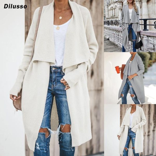 women long-sleeved cardigan sweater coat with pockets stylish outerwear tailored collar lapel collar long overcoat stylish jacke, Black
women long-sleeved cardigan sweater coat with pockets stylish outerwear tailored collar lapel collar long overcoat stylish jacke, Black